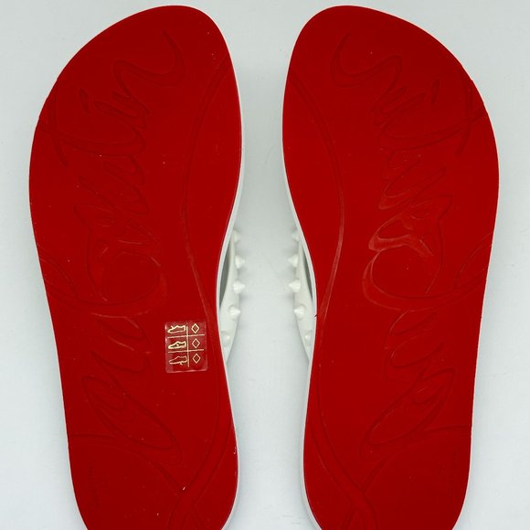 Christian Louboutin LOUBI Spikes Studded Flip Flop Flat Rubber Sandal Shoes - Picture 12 of 12